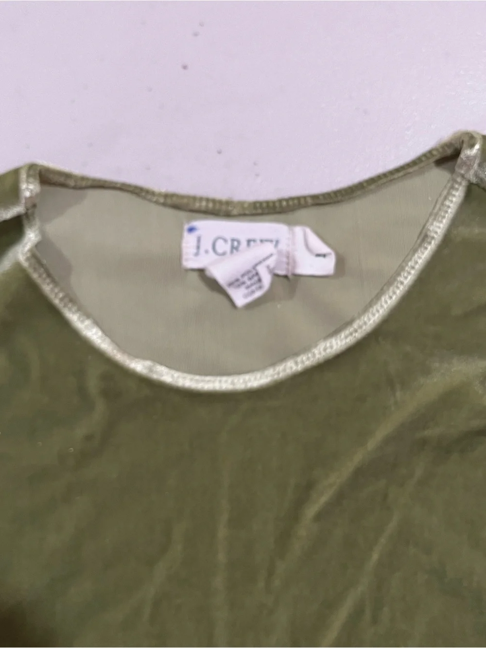 J. Crew Green Velvet Short Sleeve Tee